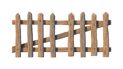 Obraz premium Wooden fence isolated on transparent background. Cut out