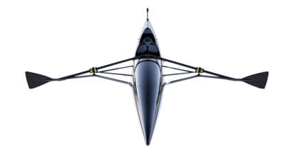 A sleek rowing scull, ready for a race on the water, Transparent background, PNG file