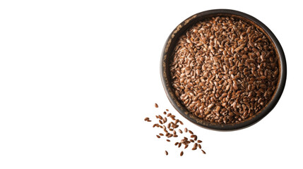 A small bowl of flaxseeds for heart health, Transparent background, PNG file
