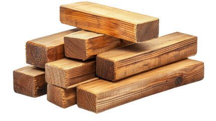 A stack of 2x4 wooden studs, Transparent background, PNG file