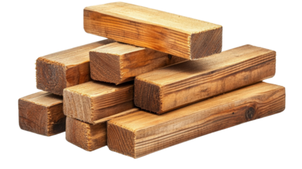 A stack of 2x4 wooden studs, Transparent background, PNG file