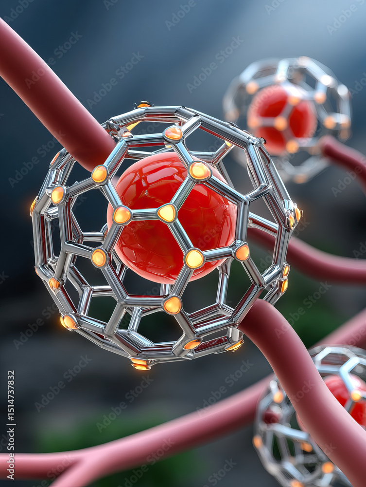 Poster nanobot support enhances immune system with advanced technology shown in this detailed molecular str