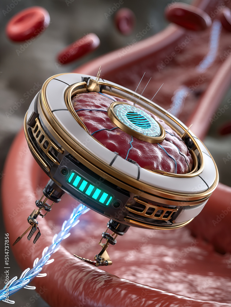 Poster nanobot supports immune system with advanced technology enhancing health and protection in dynamic e