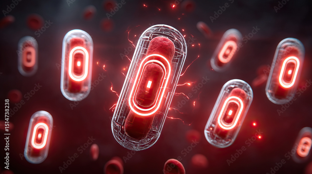 Poster nanobot technology supports immune system with advanced microscopic devices enhancing health and pro