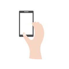 Hand holding phone cartoon element stock. and gesture design element