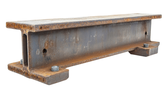 A steel beam with bolts and welds, Transparent background, PNG file