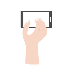 Hand holding phone cartoon element stock. and gesture design element