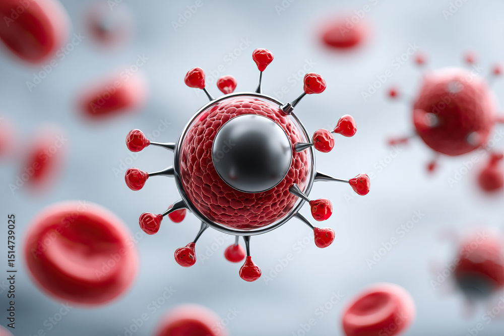 Poster nanobot supports immune system by targeting harmful cells with advanced technology in microscopic en