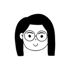 Black and white popular potrait of avatar head. human people. woman and man avatar