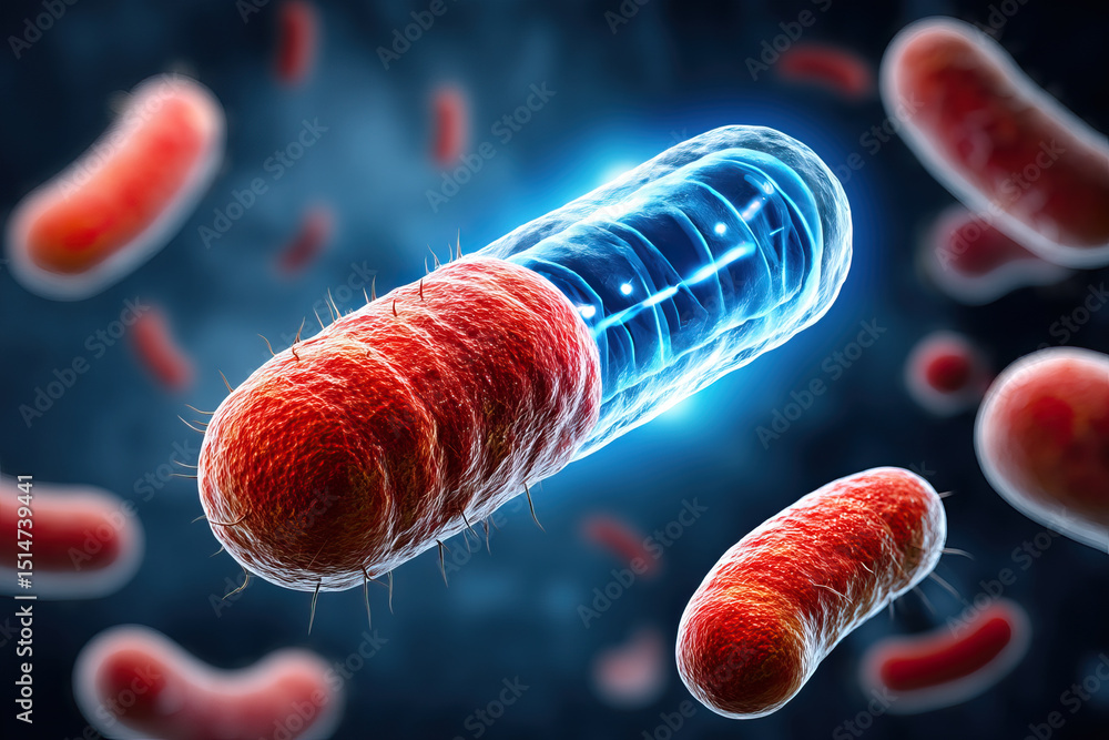 Aufkleber nanobot inside bacteria supports immune system defense with advanced microscopic technology in scien