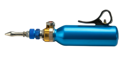 A welding torch with a blue gas cylinder, Transparent background, PNG file