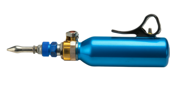 A welding torch with a blue gas cylinder, Transparent background, PNG file