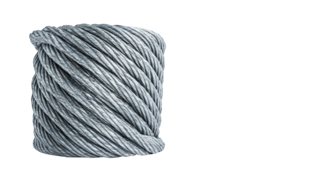 A wheel of construction cables coiled neatly, Transparent background, PNG file