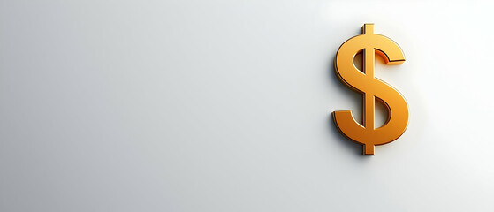 Obraz premium Gold Dollar Sign On White Background
