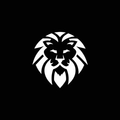 lion face vector icon in button style, fierce and elegant design for brand use.