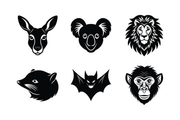 Set of animal silhouette vector