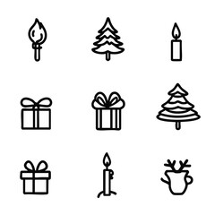 Minimalist Christmas advent calendar line art icons each day including gifts candles trees and festive symbols