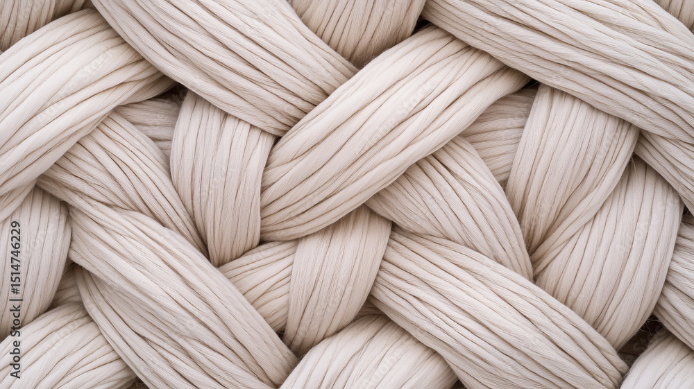 Aufkleber Close up view of textured woven fabric showcasing intricate braiding patterns and soft tones