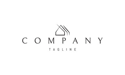 Vector logo with an abstract image of a house with a line roof.