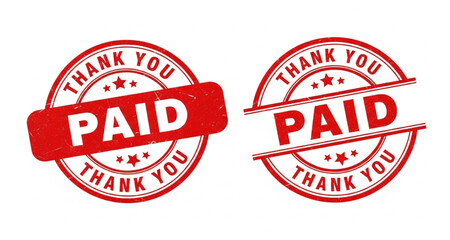 "PAID Thank You" Rubber Stamp Set in Red | Business Transaction Acknowledgment for Invoices, Receipts and Accounting
