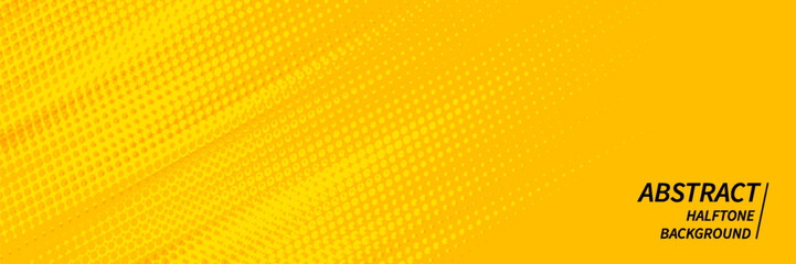 abstract yellow halftone wide elegant banner design. vector dynamic geometric