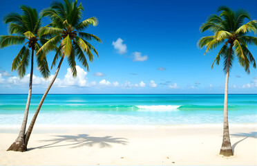 Obraz premium Beautiful Tropical Beach with Coconut Trees