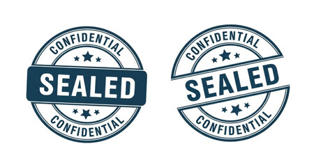 Fototapeta premium Sealed Confidential Stamp Icons | Official Authorization Seal for Documents and Certificates