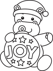 Outline of Cute hippo icon. Lineart of Funny baby hippo animal series stock illustration. life of fluffy hippo designs.