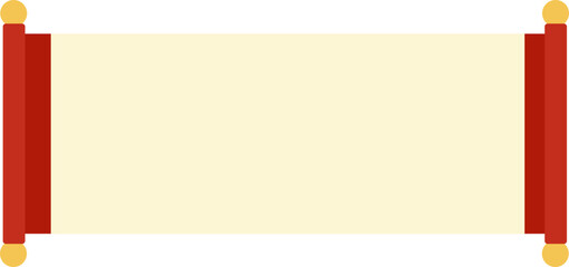 Chinese style blank scroll flat vector illustration.
Chinese lunar year blank scroll isolated svg.
Transparent background.