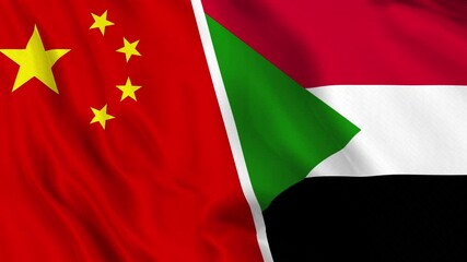 China and Sudan Flag Loop - Powered by Adobe