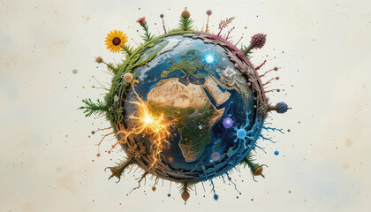 Earth with the different elements
