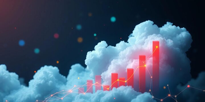 Cloud computing data sharing, analytics, collaboration, percentage increase,  infographic,  enterprise