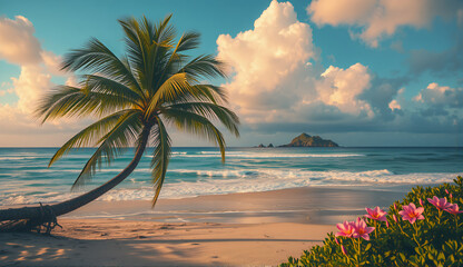 花が咲く南の島のリゾート　A flower-filled southern island resort
