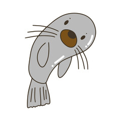 Handrawing underwater habit isolated on white background. Big set with cute sea animals, shells, corals, seaweed. Kawaii sea life character elements. Cartoon coloringbook or coloring page.