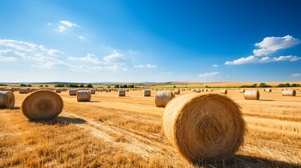 Hay Bales in the Sun. A Rural Landscape
