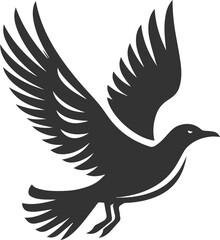 Vector drawing silhouette of a seagull bird artwork black