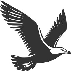 Vector drawing silhouette of a seagull bird artwork black