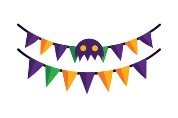 Party Streamers in Spooky Halloween Colors on White Background
