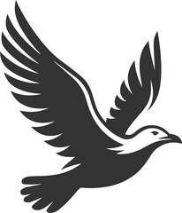 Vector drawing silhouette of a seagull bird artwork black