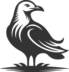 Vector drawing silhouette of a seagull bird artwork black