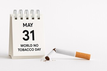 "World No Tobacco Day Concept: Calendar and Broken Cigarette Illustration"