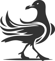 Vector drawing silhouette of a seagull bird artwork black