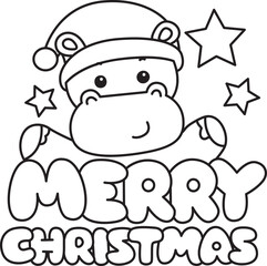 Outline of Cute hippo icon. Lineart of Funny baby hippo animal series stock illustration. life of fluffy hippo designs.