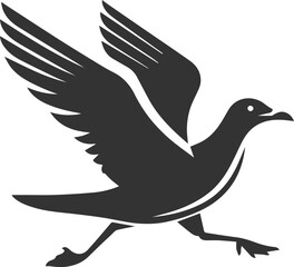 Vector drawing silhouette of a seagull bird artwork black