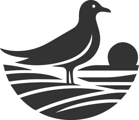 Vector drawing silhouette of a seagull bird artwork black