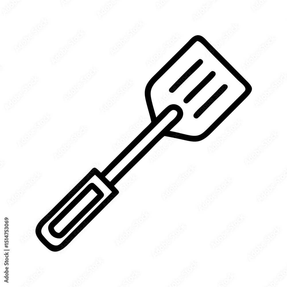 Poster cooking spatula icon in simple linear vector style
