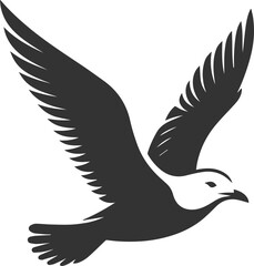 Vector drawing silhouette of a seagull bird artwork black