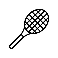 Tennis racket outline design in simple linear vector icon style  
