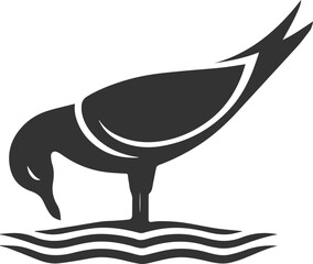 Vector drawing silhouette of a seagull bird artwork black