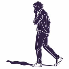 silhouette of a woman in a blue dress